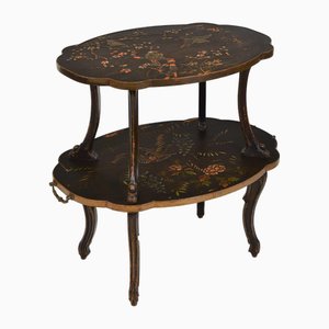 Etagère Basse Antique Noire et Dorée, Pays-Bas, 1890s