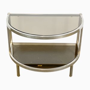 Table d'Appoint en Métal avec Plateaux en Verre Fumé, 1970s