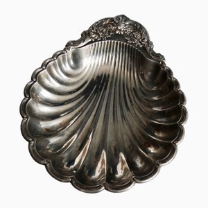 Large Vintage Shell Dish in Silver Metal, 1970s