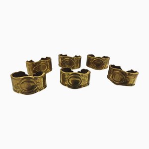 Art Deco Brass Napkin Holder Set, 1920s, Set of 6
