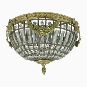 Large Ceiling Lamp in Glass and Crystals, 1960s