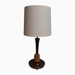 German Art Deco Table Lamp in Turned and Stained Maple, 1930s