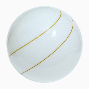 Murano Glass Globe Pendant Lamp with Spiral Stripes, Italy, 1970s