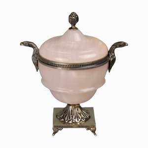Azucarero francés antiguo de plata de ónice, años 20
