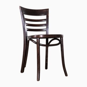 Silla de comedor vintage de roble oscuro y madera curvada, años 60
