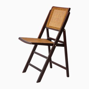 Vintage German Teak Folding Chair with Cane Seat, 1970s