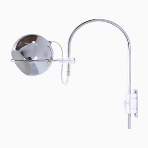 Kleine verstellbare verchromte Wandlampe mit Augapfel von Gepo, 1970er
