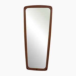 Specchio da parete moderno in teak e ottone, Danimarca, anni '50