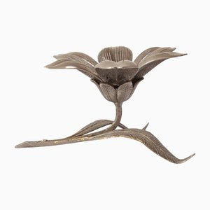 Vintage Blumen Aschenbecher aus versilberter Bronze, 1960