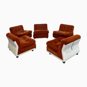 5 Module Sofa in Brown Velvet by Mario Bellini for B&b Italia / C&b Italia, 1976, Set of 5