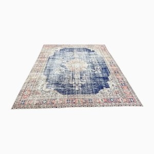 Handgefertigter türkischer blauer Teppich, 1970er