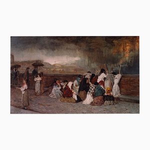 Gioacchino Toma, La lluvia de ceniza del Vesubio, siglo XIX, óleo sobre lienzo, Enmarcado