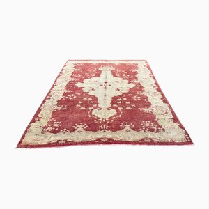 Handgewebter türkischer roter Teppich, 1970er