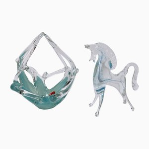 Murano Set in Turquoise Glass, Murano, Set of 2
