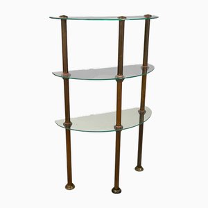 Table Console à Trois Étagères en Métal et Verre, Italie, 1920s