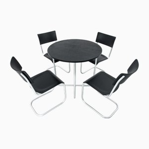 Vintage Dining Table and Chairs by Marta Stama, Poland, 1930s, Set of 5
