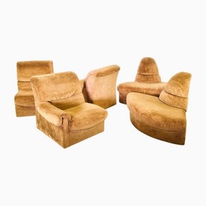 Modulares Vintage Sofa & Sessel Set aus Samt, 1970er, 5er Set
