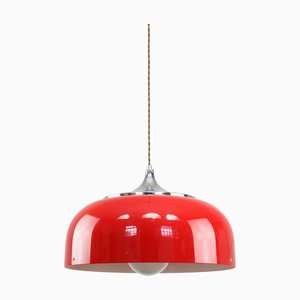 Big Space Age Red Pendant Lamp from Guzzini, 1960s