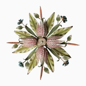 Handbemalte Florentiner Decken- oder Wandlampe aus Toleware, Italien, 1950er-1970er