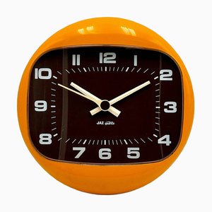 Space Age Mustard Yellow Clock with Black Dial from Jaz, 1970s