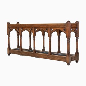 Large Victorian Gothic Revival Country House Umbrella Stand in Oak