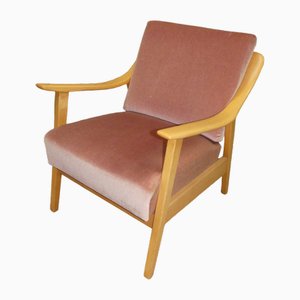 Moderner Mid-Century Armlehnstuhl aus hellem Holz, 1950er-1960er