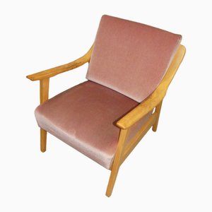 Moderner Mid-Century Armlehnstuhl aus hellem Holz, 1950er-1960er