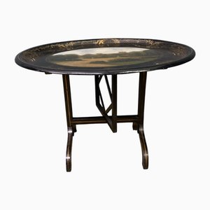 Victorian Papier Mache Tray on Stand, 1860s
