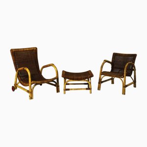 Rattan Lounge Set by Arco Schutzmarke, Germany, 1960s, Set of 3