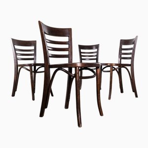Dark Oak Bentwood Ladderback Dining Chairs, 1960s, Set of 4