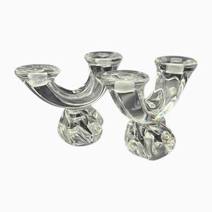 Bougeoirs Brutalistes en Verre par Daum, 1960s, Set de 2