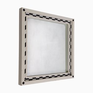 Italian Postmodern Black and White Wood Wall Mirror by Paolo Portoghesi, 1980s