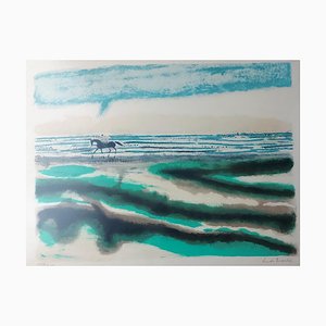André Brasilier, Rider on the Beach, 1969, Original Lithograph