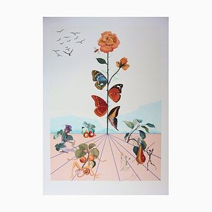Salvador Dali, Flordali II, The Butterfly Rose, 1981, Litografía original