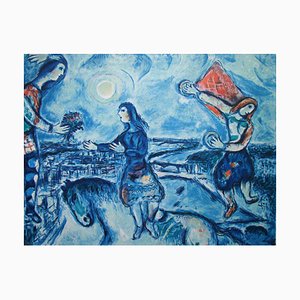After Marc Chagall, Lovers Over Paris, 1985, Lithographie in limitierter Auflage