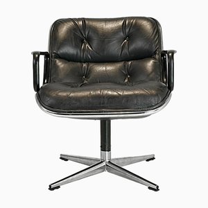 Fauteuil de Direction en Cuir par Charles Pollock pour Knoll International, Allemagne, 1963
