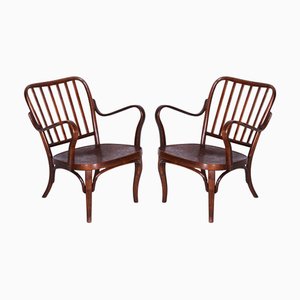 Josef Frank zugeschriebene Art Deco Armlehnstühle aus Buche für Thonet, 1930er, 2er Set