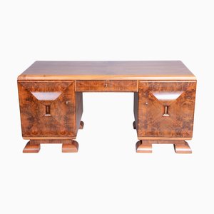 Art Deco Schreibtisch aus Mahagoni & Nussholz, Tschechisch, 1920er