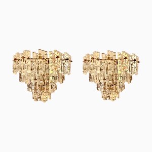 Large Cut Glass and Brass Wall Lights from Kinkeldey, Austria, 1970s, Set of 2