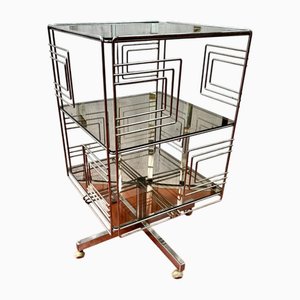 Chrome Steel Revolving Bookcase in the style of DLG Max Sauze