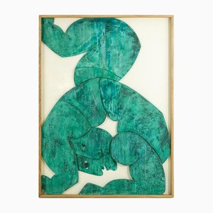 The Twins Flachrelief, Kupfer patiniert