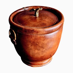 Leather Ice Bucket with Eagle Shaped Handle, 1960s