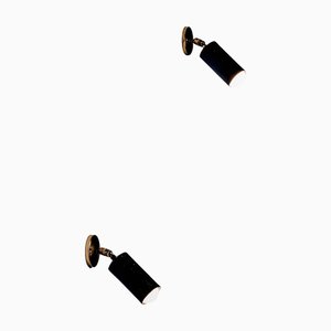 Small Sized Adjustable Brass Wall Lamps attributed to Parscot, 1950s, Set of 2