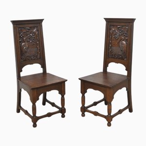Hallenstühle aus geschnitzter Eiche, 1890er, 2er Set