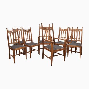 Sedie da pranzo Arts & Crafts in quercia, metà XIX secolo, set di 8