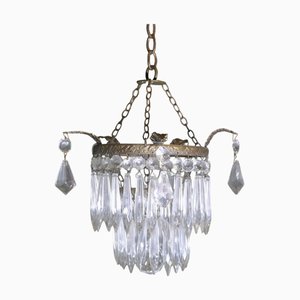 Lustre Cascade à 2 Niveaux en Cristal, 1960s