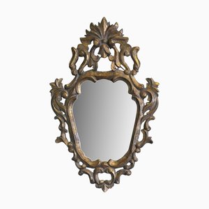 Petit Miroir Mural Style Baroque Doré, 1890s