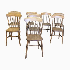 Victorian Beech and Elm Country Dining Chairs, Set of 8
