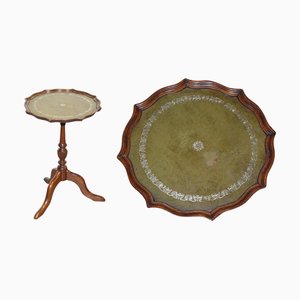 Support Latéral Vintage en Cuir Vert pour Plantes à Vin sur Pieds Tripodes