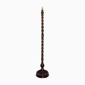 Lámparas de pie eduardianas de madera maciza Barley Twist. Juego de 2